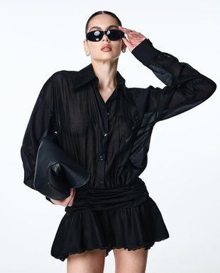 Semi-sheer shirt dress