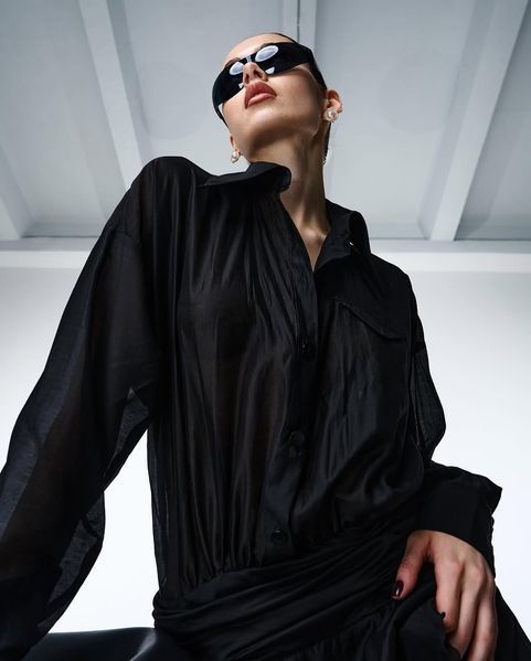 Semi-sheer shirt dress